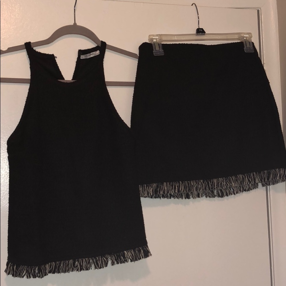 Zara fringe top and skirt